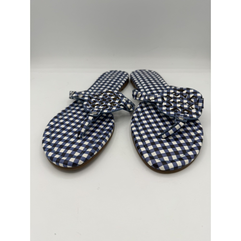 Cato sandals Gingham Blue/White contemporary Cottage beach size 10